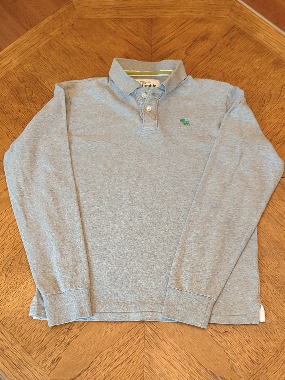 Abercrombie Light Gray Long Sleeve Polo Shirt